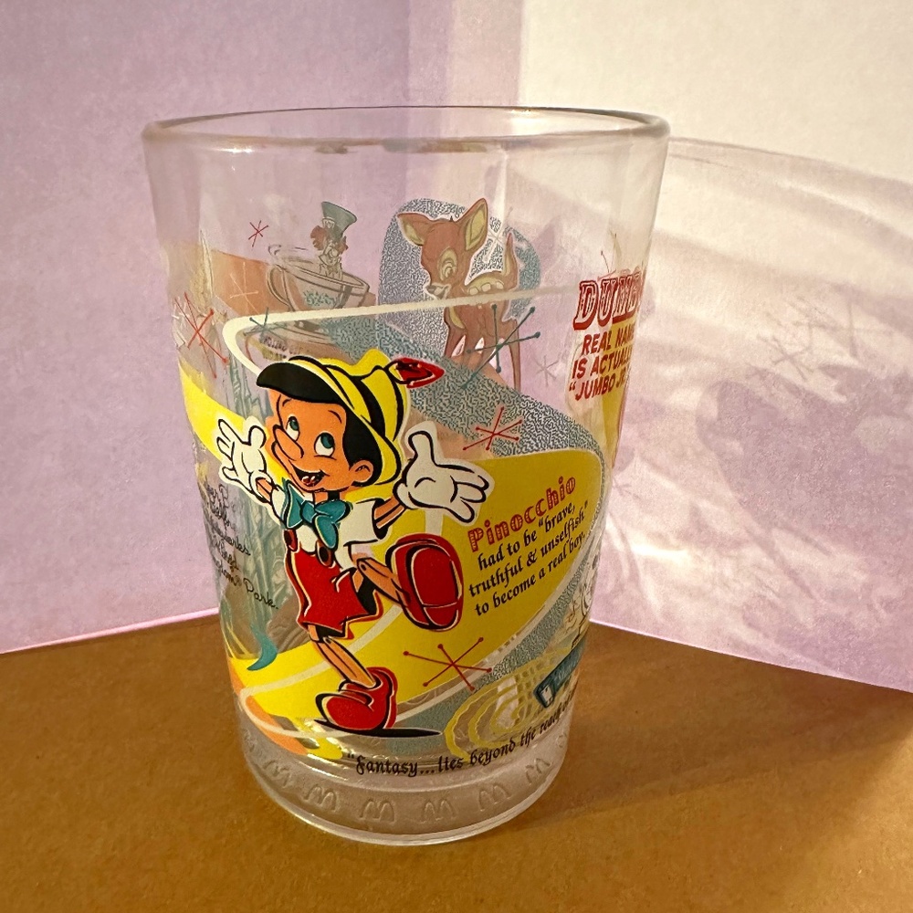 Vintage McDonald's 100 Years of Disney Magic Pinockhio/Bambi Glass